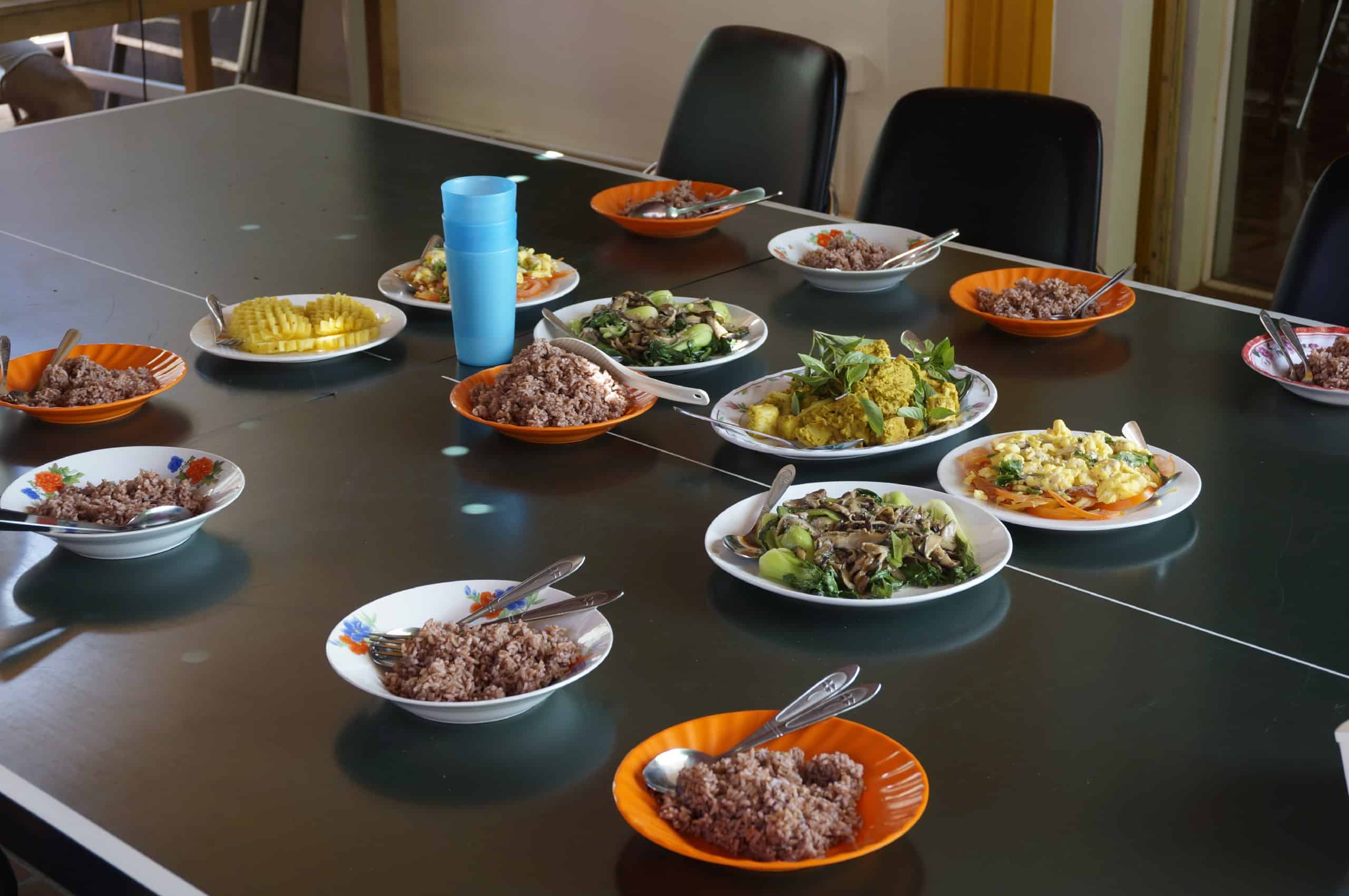 Khmer homestyle dishes at the AngkorHUB communal table